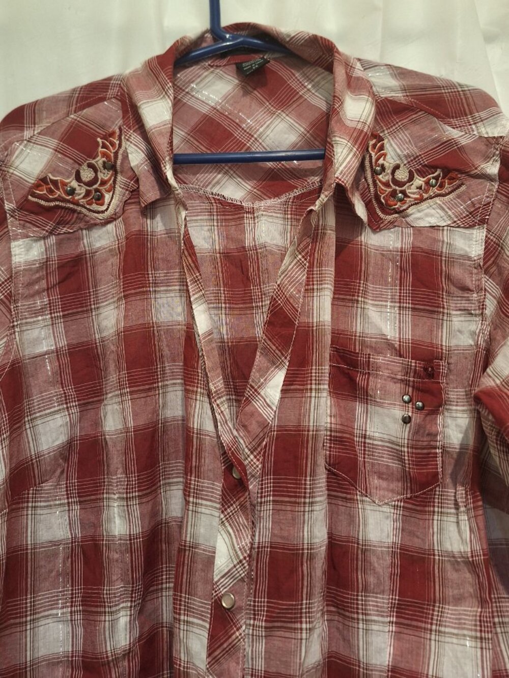 Size 24 'ASHLEY STEWART' Long sleeved, western style shirt. Very sheer.